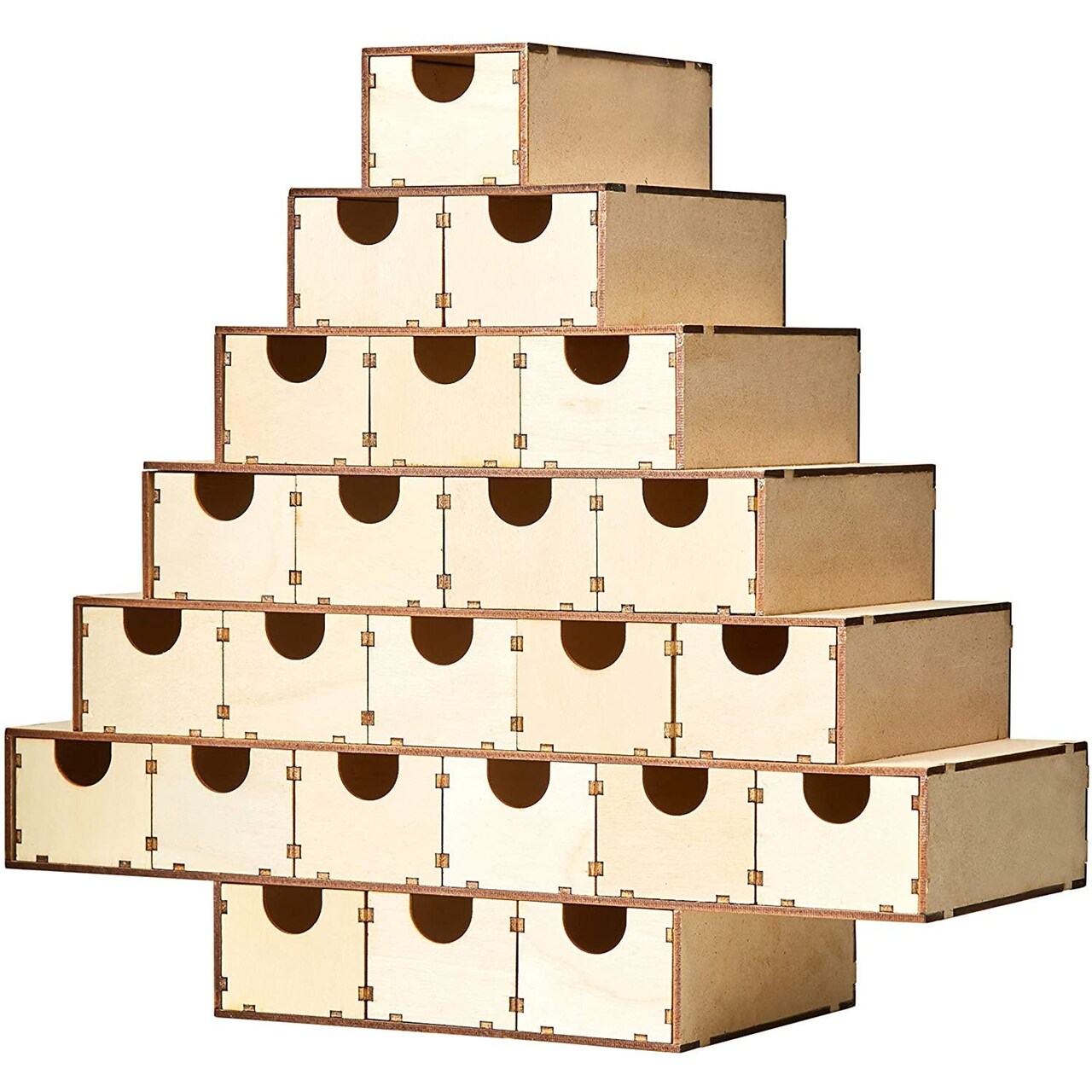 Unfinished Wooden Advent Calendar for Christmas and DIY Crafts (13 x 14.2 x 5.5 In)